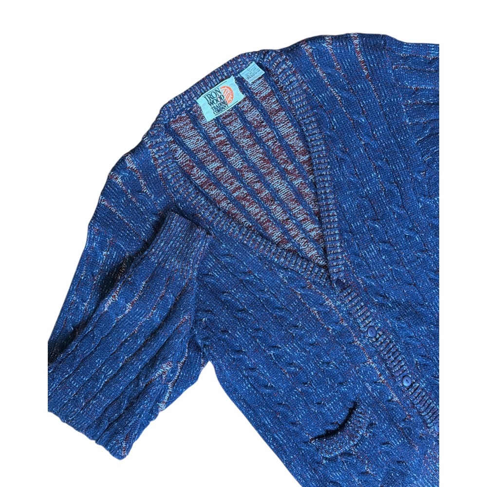Grandpa Core Cardigan CabIe Knit Blue Button Iron Wood Trading Co‎ Mens Sweater